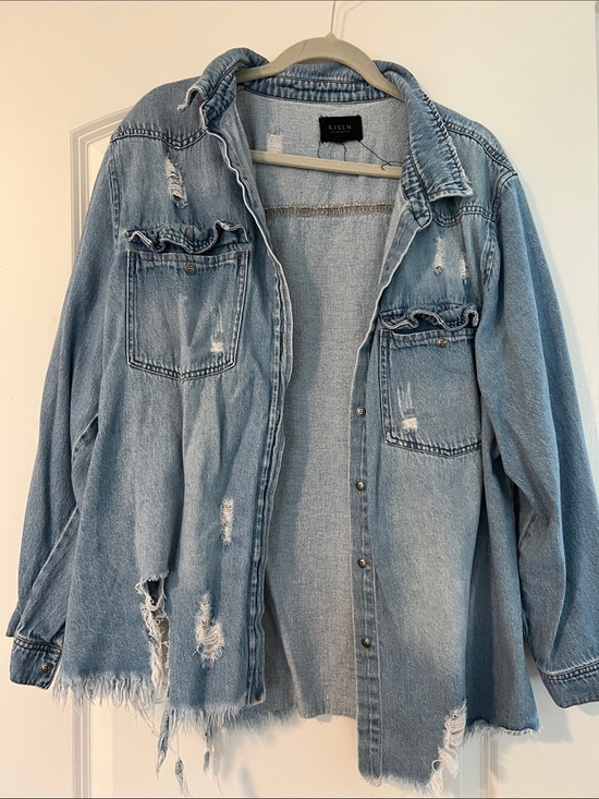 Risen Jeans Jackets & Blazers - Risen Light Blue Distressed Denim Jacket